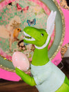 Easter T-Rex Dinosaur Holding Pink Polka Dot Egg Home Decor Funny Figurine Sculpture