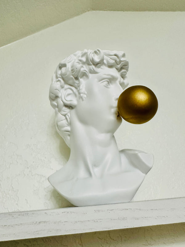 Michelangelo David Bust Pop Art Bubblegum Antique Gold Hollywood Regency Vintage Style