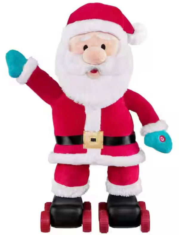 Santa Claus Christmas Animated Plush Toy On Skates Collectible Roller Skating Gift Musical