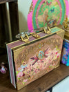 Vintage Cigar Box - Ashley M Angel - Cherub Beaded Jewelry Treasure Box - Wooden Purse - Pink - Angels - Storage Box - Beaded - Boho Traveling Bag